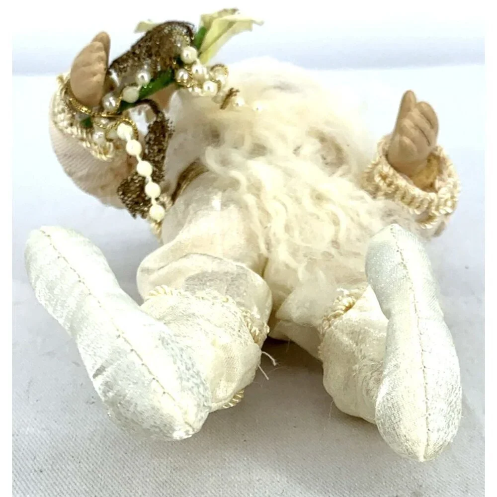 Old World Santa Father Christmas Santa Claus White & Gold Decor 8.5